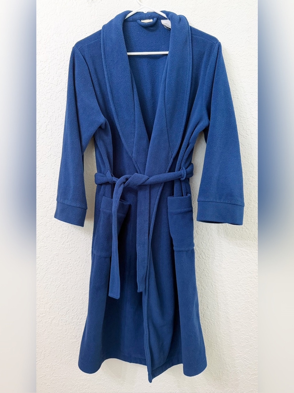 L.L. Bean Youth Plush Blue Fleece Bathrobe with Attached Belt Size Large